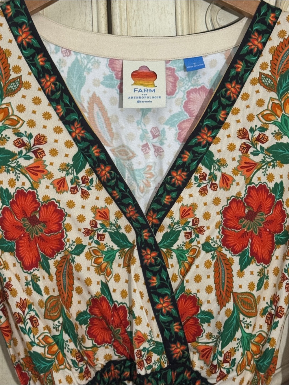 Farm Rio x New Anthropologie Cotton Boho Floral Jumpsuit Long Sleeve S-S - Picture 9 of 16